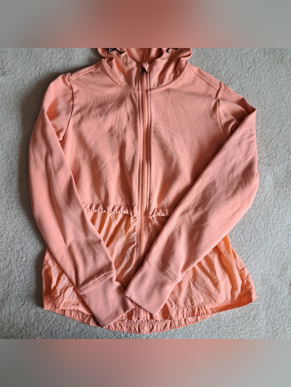 Ladies Peach Zip-up Hoodie with Drawstring Waist Size Small